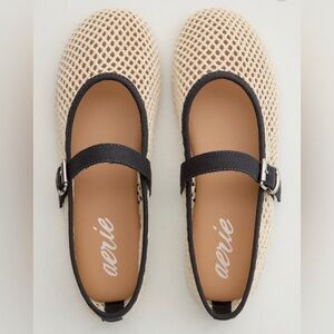 Aerie Beige and Black Mesh Flats